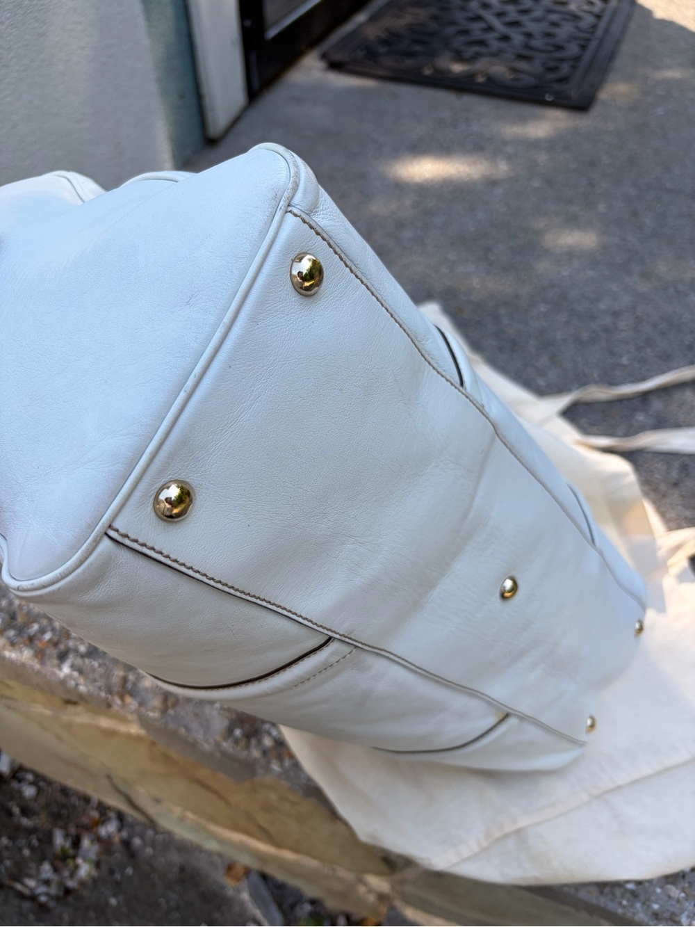 Gucci White Leather Britt Large Boston GG Shoulder Bag+Dust Bag - Picture 9 of 17